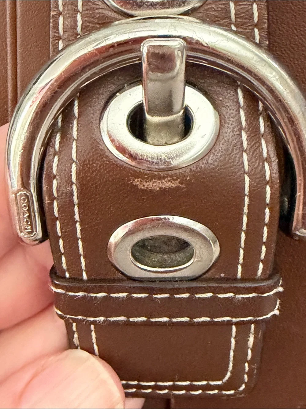 Coach Signature Canvas Wallet in Brown with Buckle Accent
